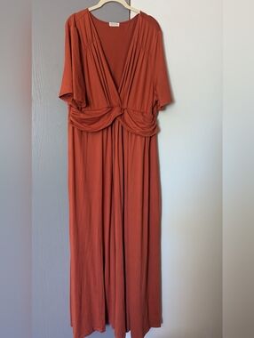 Kiyonna Terracotta Twist-Front Maxi Dress Size 2x